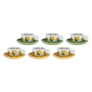 Set 6 tazzine Thun Happy Country giallo e verde Tazzine CaffÃ¨ Mug Tazze e Zuccheriere