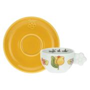 Set 6 tazzine Thun Happy Country giallo e verde Tazzine CaffÃ¨ Mug Tazze e Zuccheriere