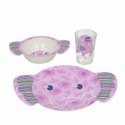 Set pappa bimba, servizio per la prima pappa da bambina con elefantino Dumbo rosa Per il tuo Bimbo