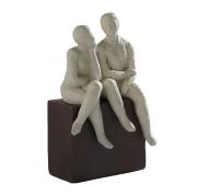 Statua coppia Uomo e Donna seduti, figura artistica simbolo di unione Oggettistica d'Arredo per Casa