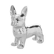 Statuetta cane bulldog, soprammobile da design colore acciaio Statue e Soprammobili