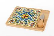 Tagliere da cucina Cuorematto, bomboniera media con piastrella stampata decoro mediterraneo Accessori Tavola vari