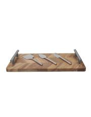Tagliere in legno con manici e coltelli formaggio Accessori Tavola vari