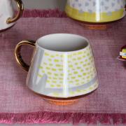 Tazza Mug da design, tazzone moderno in porcellana con dettagli color oro e giallo Tisaniere con filtro e Mug