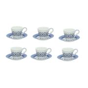 Tazze da caffÃ¨ espresso Tognana Tea Time, set 6 tazze con piatto decoro blu e grigio Tazzine CaffÃ¨ Mug Tazze e Zuccheriere
