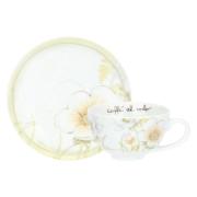 Tazze medie Thun, set 2 tazze con piatto Bloom Tazze medie per The - Cappuccino