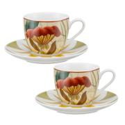 Tazzine caffe espresso Rose & Tulipani Mirabilia rosso, set due tazzine con piatto Tazzine CaffÃ¨ Mug Tazze e Zuccheriere