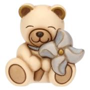 Teddy Thun in ceramica con girandola azzurra Bomboniere