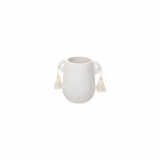 Vaso portafiori con nappine ed effetto bianco ruvido cm14 Vasi Fiori in Ceramica