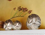 Vaso Portafiori moderno ovale in metallo sfaccettato cm23 Vasi Portafiori