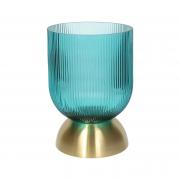 Vaso portafiori turchese Galassia Honey Andrea Fontebasso h23 con base metallo Vasi Portafiori in vetro