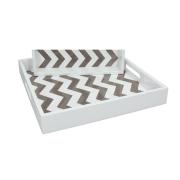 Vassoio moderno quadrato Tognana in Legno colore bianco e tortora cm 35x35 Vassoi per servire e sottopiatti