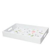 Vassoio moderno rettangolare Tognana in Legno colore bianco con fiori cm 20x30 Vassoi per servire e sottopiatti
