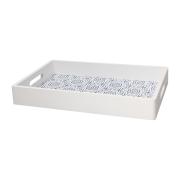 Vassoio moderno rettangolare Tognana in Legno colore bianco e blu cm 20x30 Vassoi per servire e sottopiatti