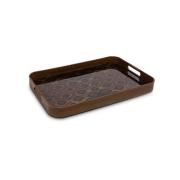 Vassoio rettangolare decorato, serie Pavone bordo legno Vassoi per servire e sottopiatti