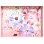 Vassoio rettangolare grande rosa con fiori cm48X35 Vassoi per servire e sottopiatti