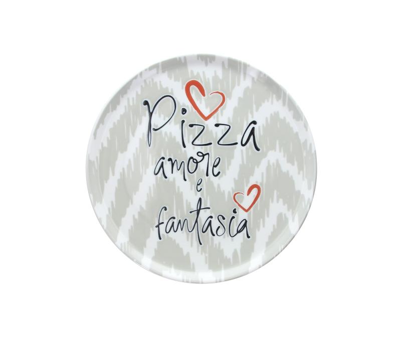 Set 6 piatti pizza in porcellana con frase Pizza Amore e Fantasia Servizi da Tavola