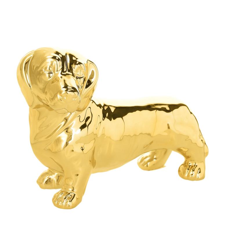 Statuetta cane bassotto, soprammobile da design colore oro Statue e Soprammobili