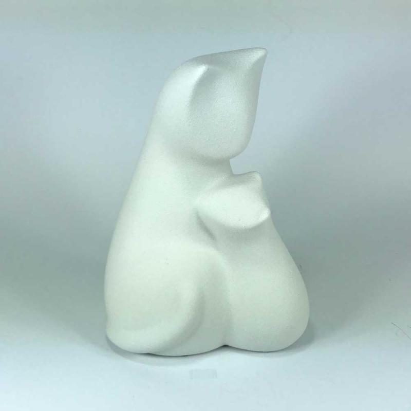 Statuetta coppia gatti Lineasette Ceramiche design bianco cm20 Statue e Soprammobili