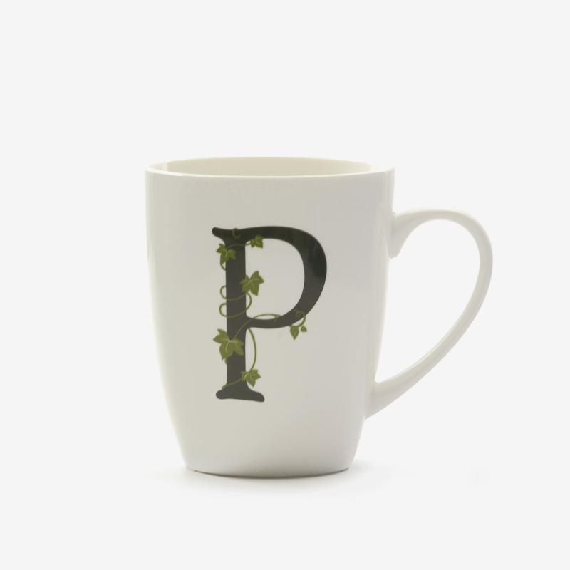 Tazza Mug con Lettera alfabeto 'P' La Porcellana Bianca Tisaniere con filtro e Mug