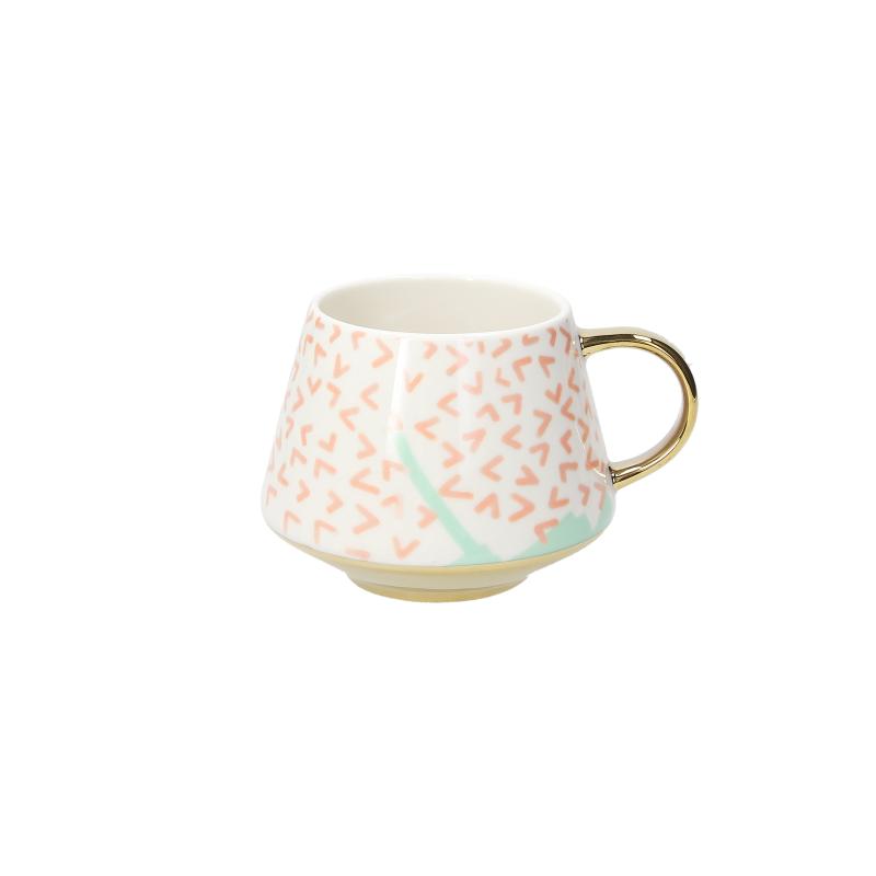 Tazza Mug da design, tazzone moderno in porcellana con dettagli color oro e arancio Tisaniere con filtro e Mug