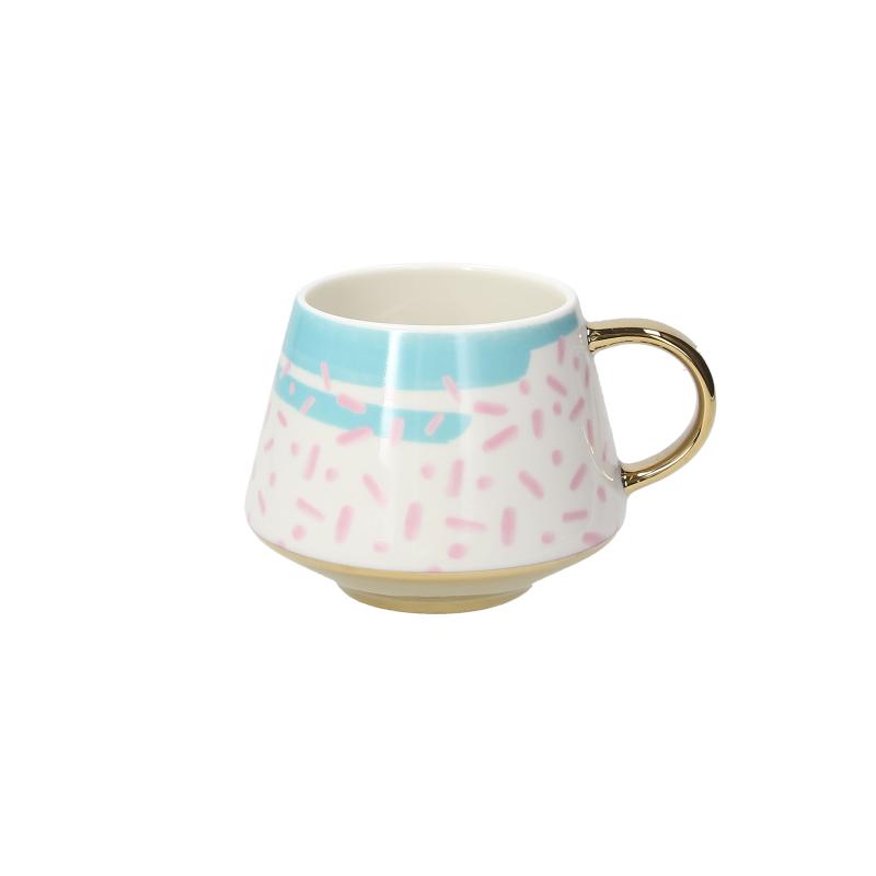 Tazza Mug da design, tazzone moderno in porcellana con dettagli color oro e rosa Tisaniere con filtro e Mug