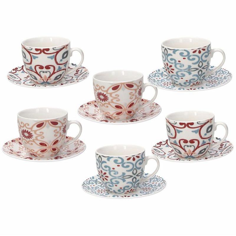Porcellana set di tazze da tè e caffè in porcellana tenera con piattini White&Red,2 Pcs piccoli fiori bianchi e rossi White&Red,2 Pcs Touch Life 