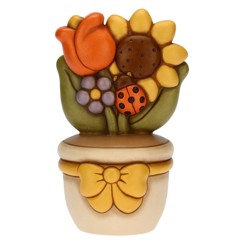 Vasetto Thun pianta grande con coccinella e fiori Thun Creazioni ceramiche per casa