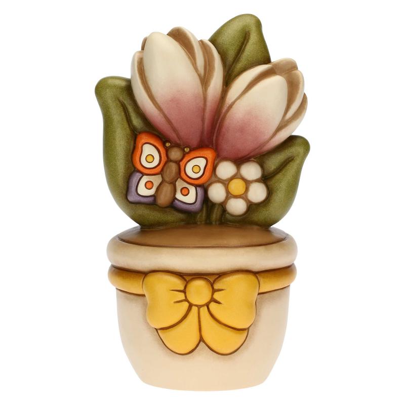Vasetto Thun pianta grande con farfalla e fiori di crocco 