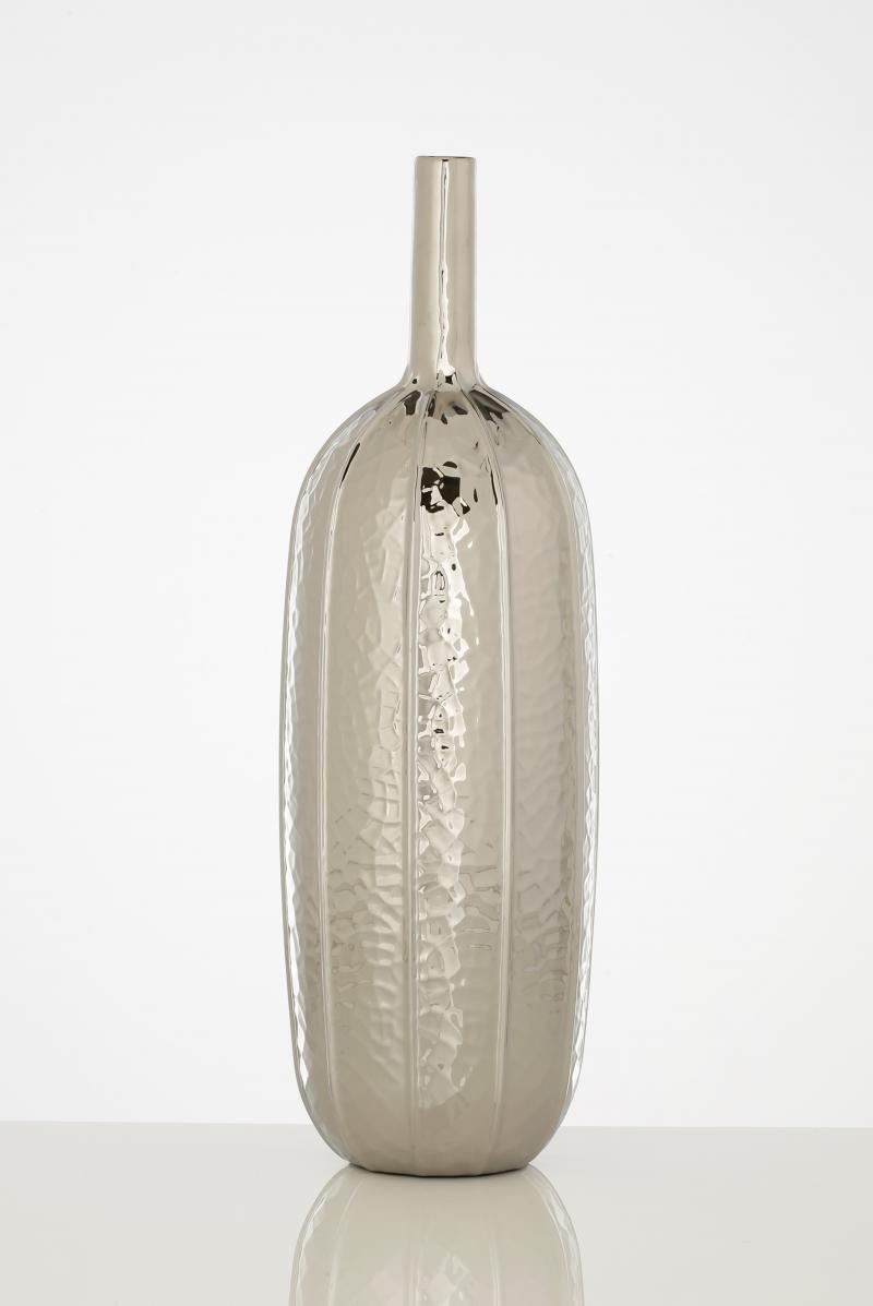 Vaso moderno deco vaso da fiori vaso da tavolo vaso in ceramica argento antracite 18.5x17.5 cm 