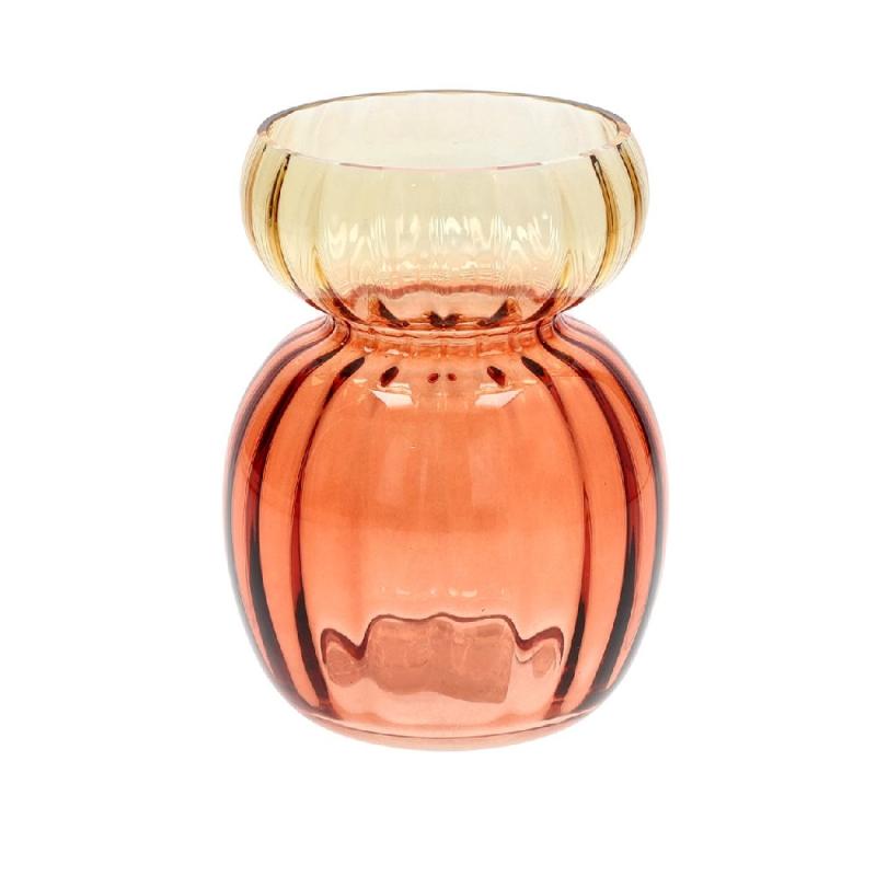 Vaso portafiori moderno in Vetro bicolore arancio cm12 Vasi Portafiori in vetro