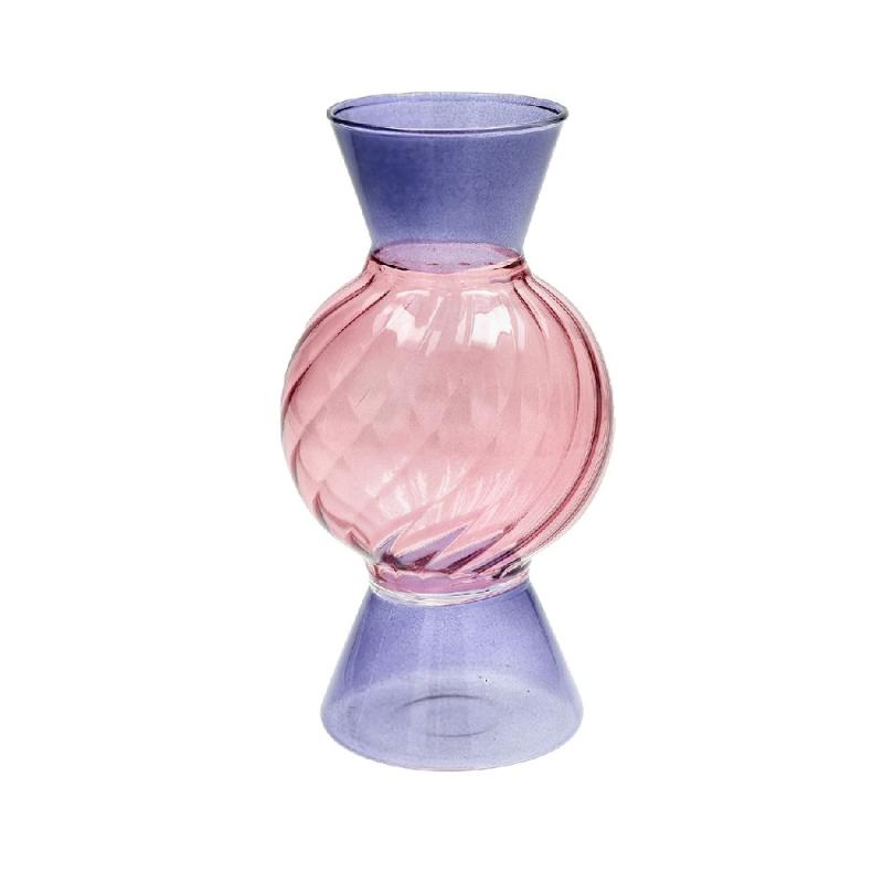 Vaso portafiori moderno in Vetro bicolore rosa cm18 Vasi Portafiori in vetro