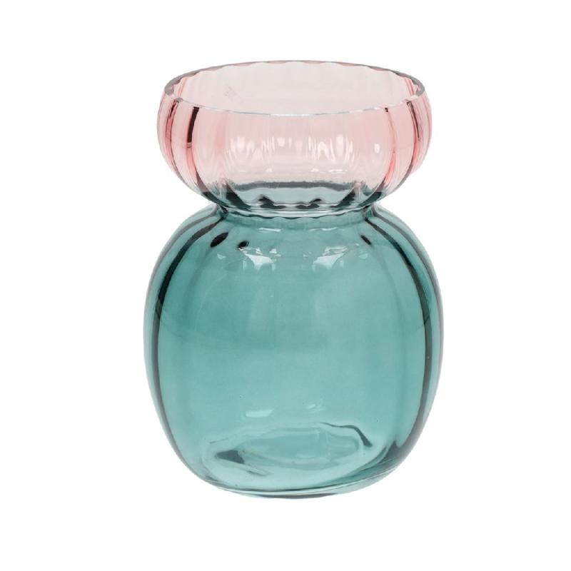 Vaso portafiori moderno in Vetro bicolore verde cm12 Vasi Portafiori in vetro