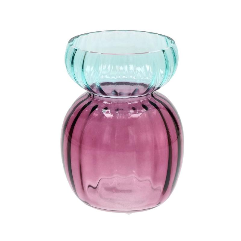 Vaso portafiori moderno in Vetro bicolore viola cm12 Vasi Portafiori in vetro