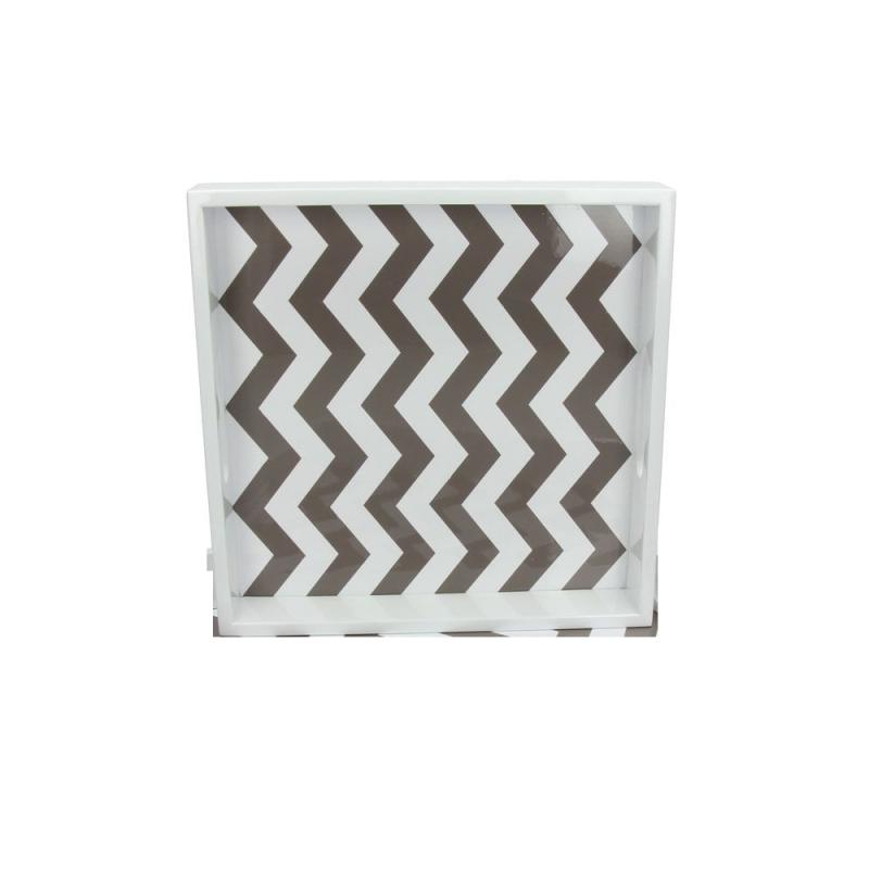 Vassoio moderno quadrato Tognana in Legno colore bianco e tortora cm 30x30 Vassoi per servire e sottopiatti