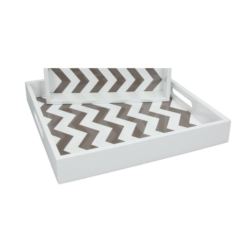Vassoio moderno quadrato Tognana in Legno colore bianco e tortora cm 35x35 Vassoi per servire e sottopiatti